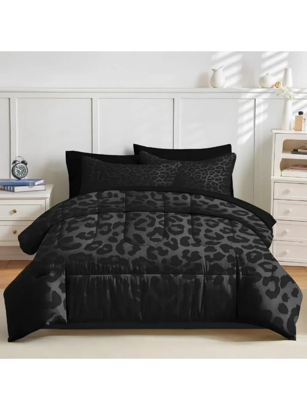 Leopard Print Queen Comforter Set with Sheets, 7-Piece Bedding Ensemble